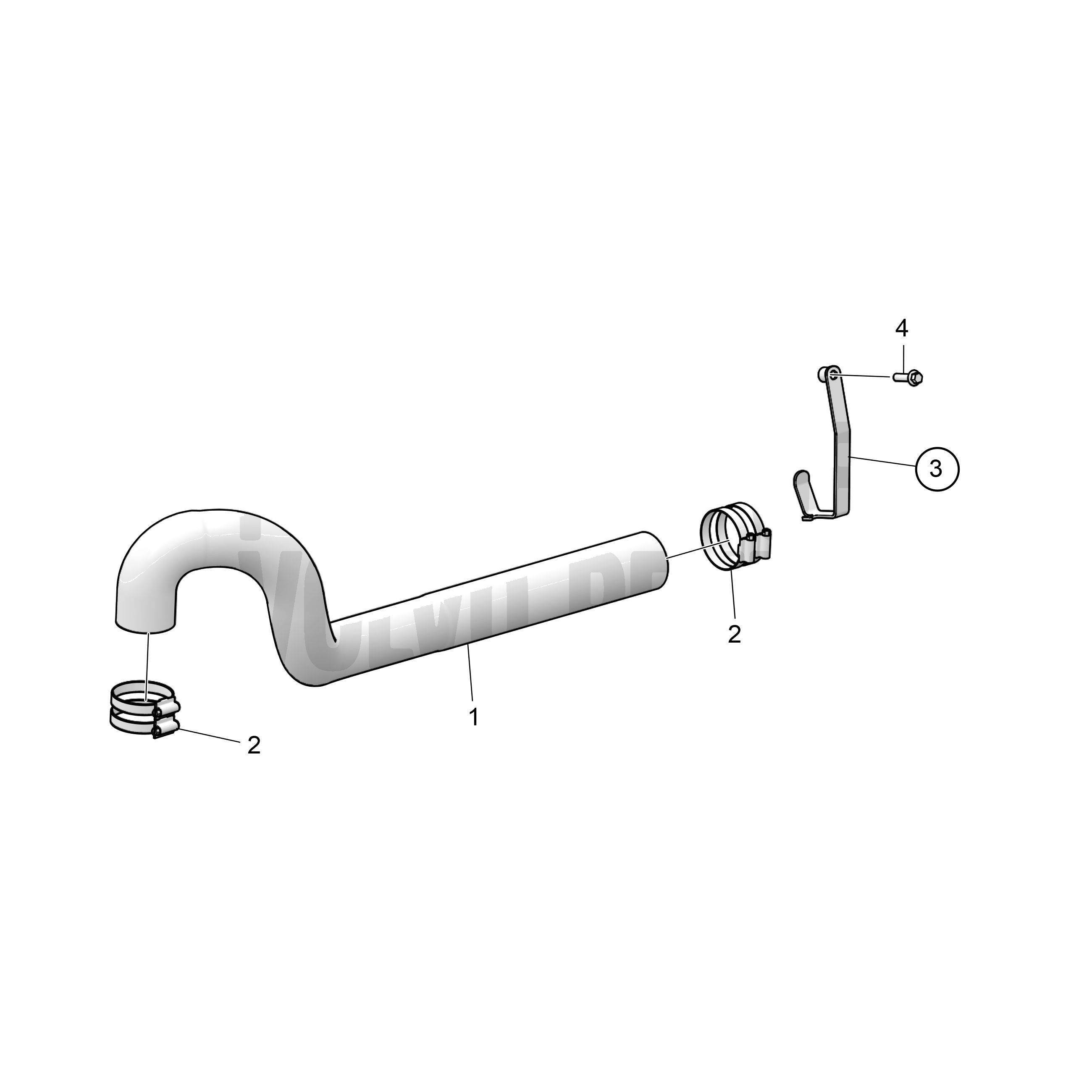 Flexible d'arrivée d'eau, pour le refroidissement de la quille ou pour inboard avec filtre d'eau de mer monté sur la cloison.