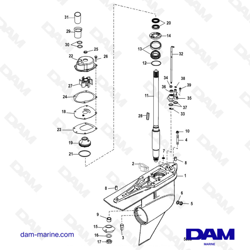 Vue éclatée BASE BASE pour moteur MERCRUISER ALPHA ONE G2