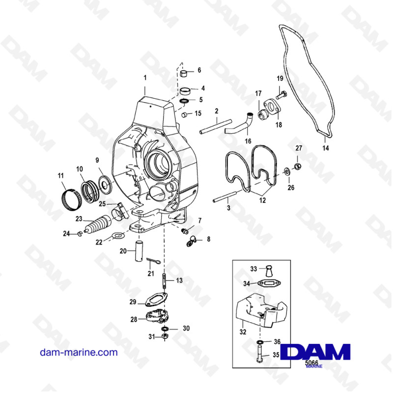 Vue éclatée PLATINO PER ESTERNI pour moteur MERCRUISER ALPHA ONE G2