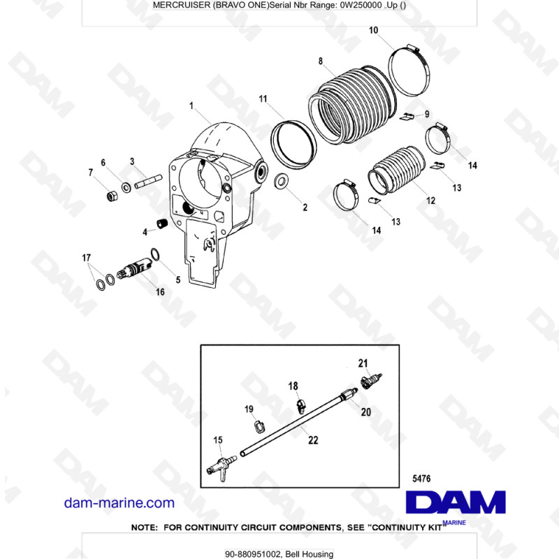 Vue éclatée BOL D'EMBASE pour moteur MERCRUISER BRAVO 1