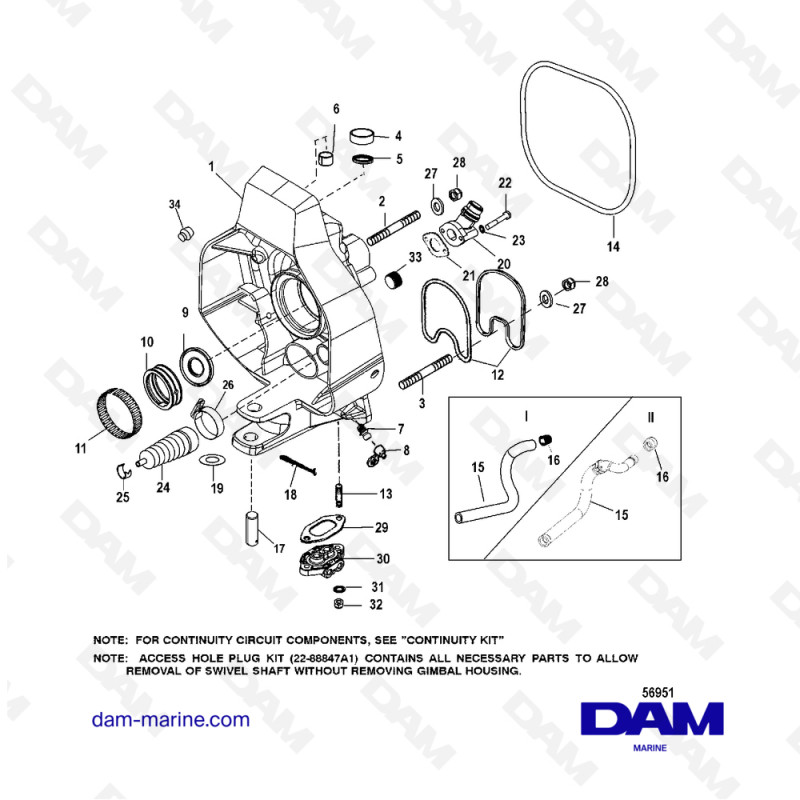 Vue éclatée EXTÉRIEURE PLATINE pour moteur MERCRUISER BRAVO 1