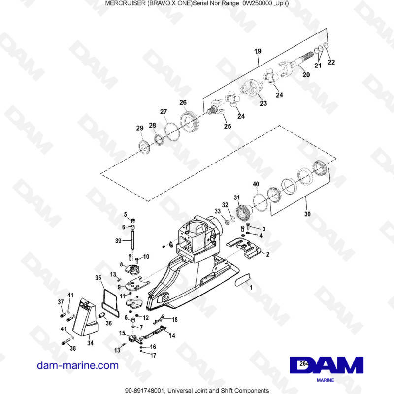 Vue éclatée PARTE SUPERIORE DELLA BASE pour moteur MERCRUISER BRAVO X1