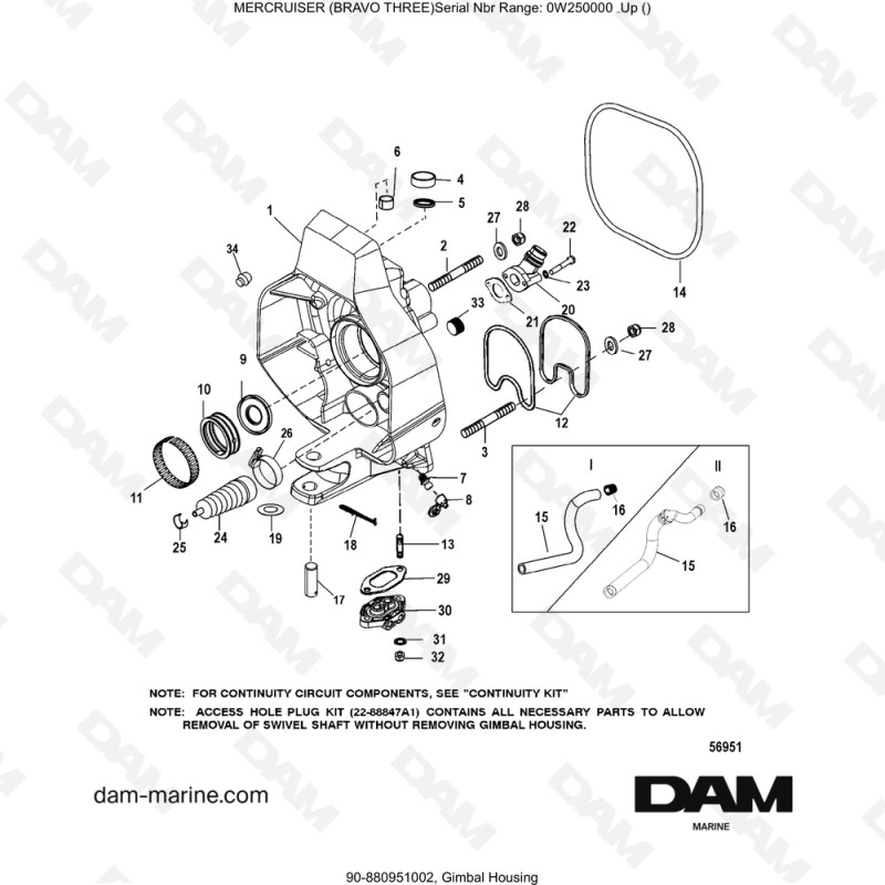 Vue éclatée EXTÉRIEUR PLATINE pour moteur MERCRUISER BRAVO 3