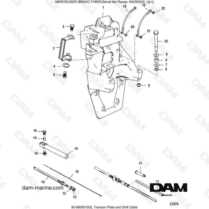 Vue éclatée PLATINE INTÉRIEURE pour moteur MERCRUISER BRAVO 3