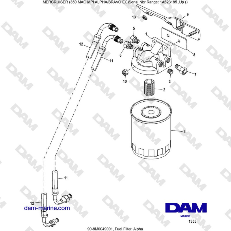 Vue éclatée FUEL FILTER, ALPHA pour moteur MERCRUISER 350 MAG MPI EC
