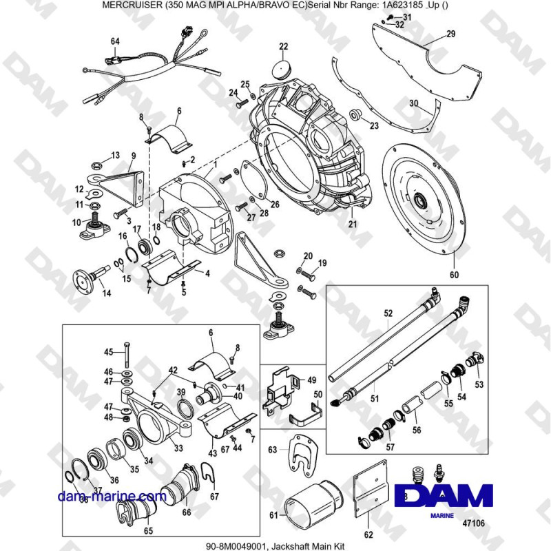 Vue éclatée MAIN DRIVE SHAFT KIT pour moteur MERCRUISER 350 MAG MPI EC
