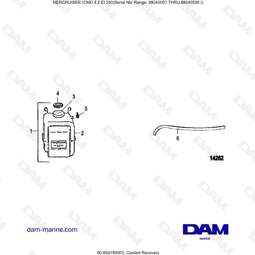 Vue éclatée COOLANT RECOVERY pour moteur MERCRUISER CMD 4.2 EI 250