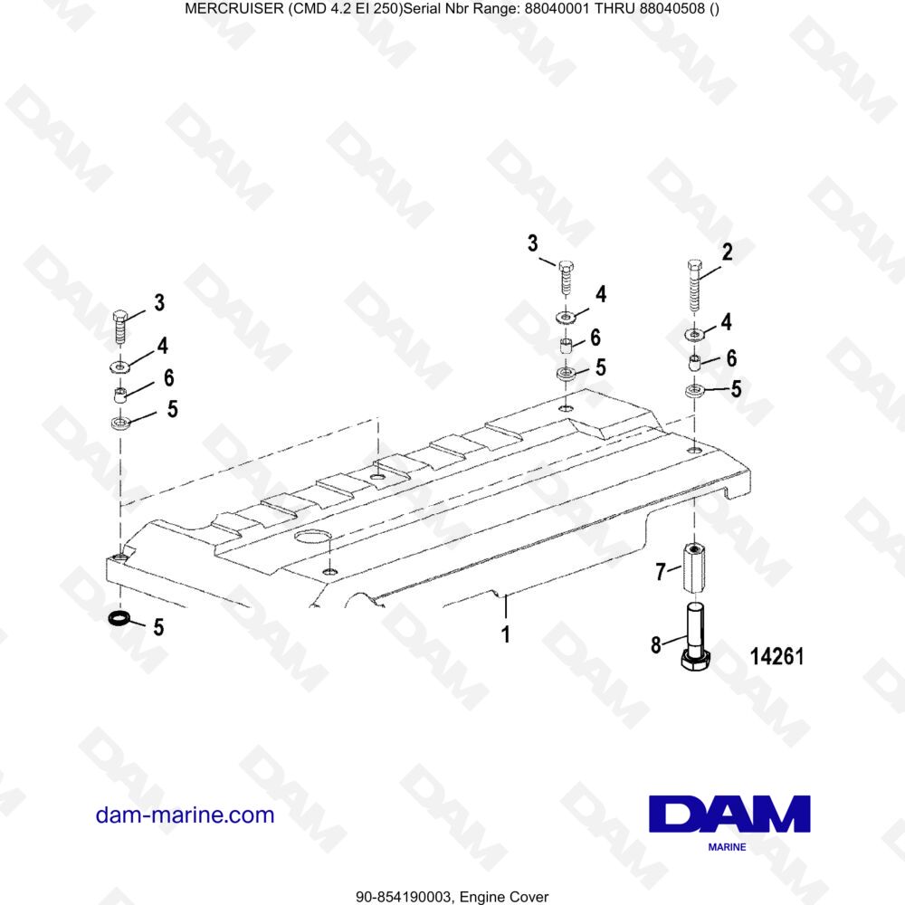 Vue éclatée ENGINE COVER pour moteur MERCRUISER CMD 4.2 EI 250