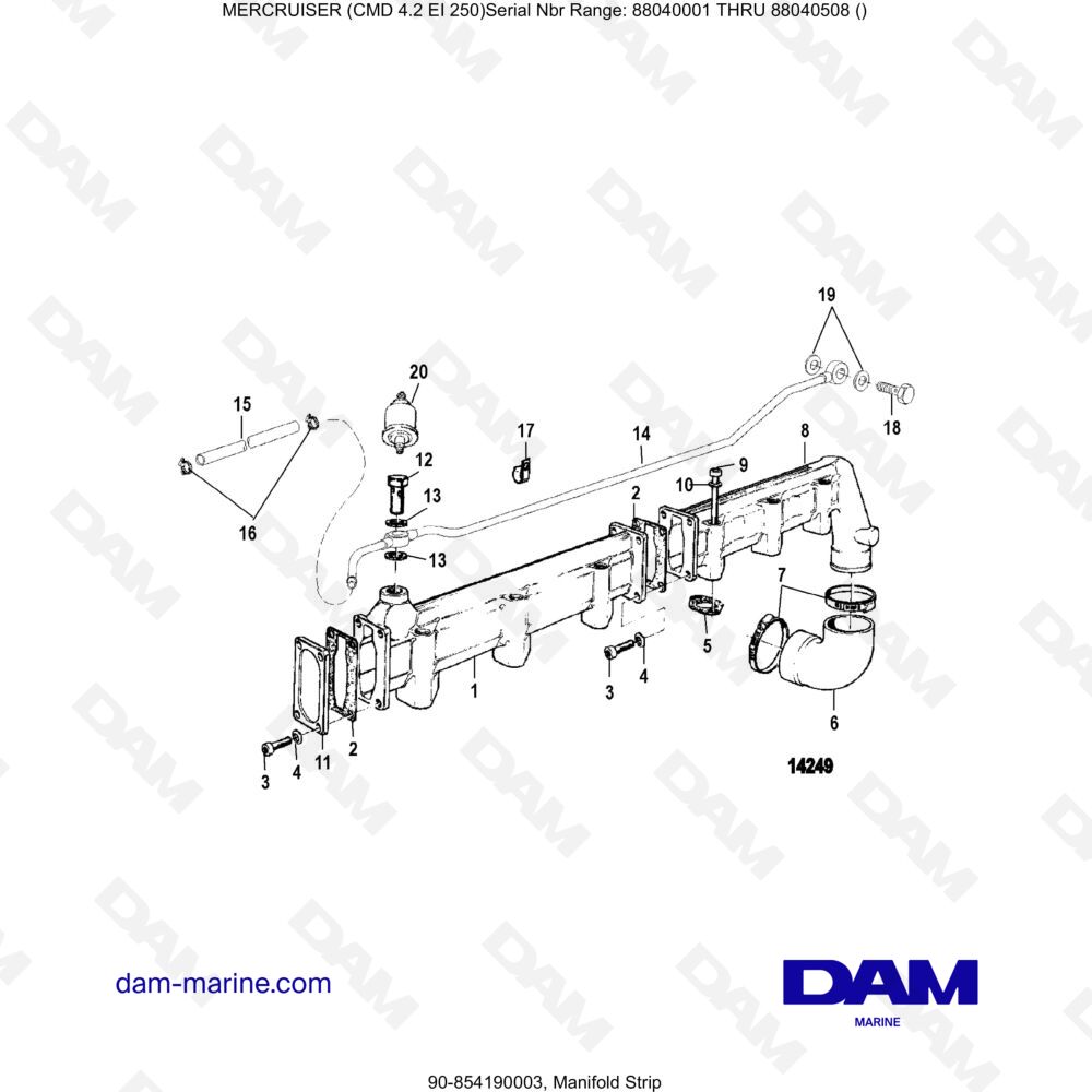 Vue éclatée COLLECTIVE STRIP pour moteur MERCRUISER CMD 4.2 EI 250