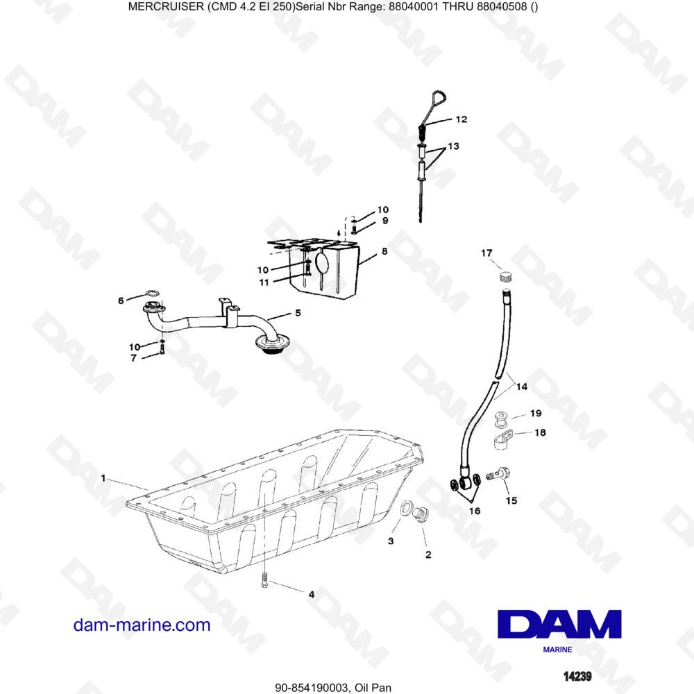 Vue éclatée OIL PLATE pour moteur MERCRUISER CMD 4.2 EI 250