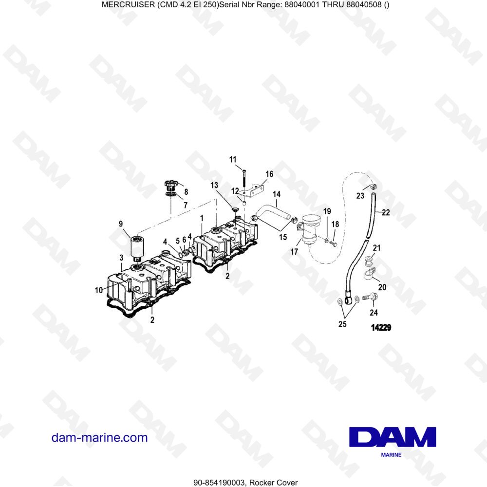 Vue éclatée ROCKER'S LID pour moteur MERCRUISER CMD 4.2 EI 250