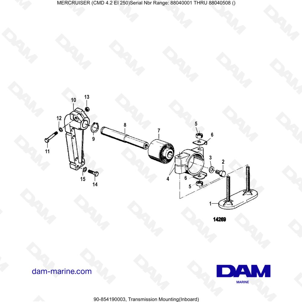 Vue éclatée TRANSMISSION ASSEMBLY (INTERIOR) pour moteur MERCRUISER CMD 4.2 EI 250