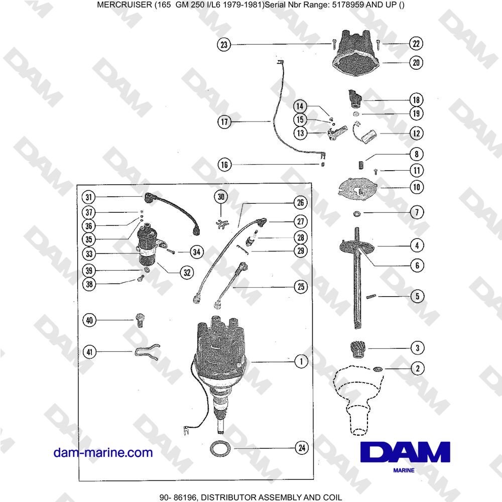 Vue éclatée DISPENSER AND COIL ASSEMBLY pour moteur Mercruiser 165