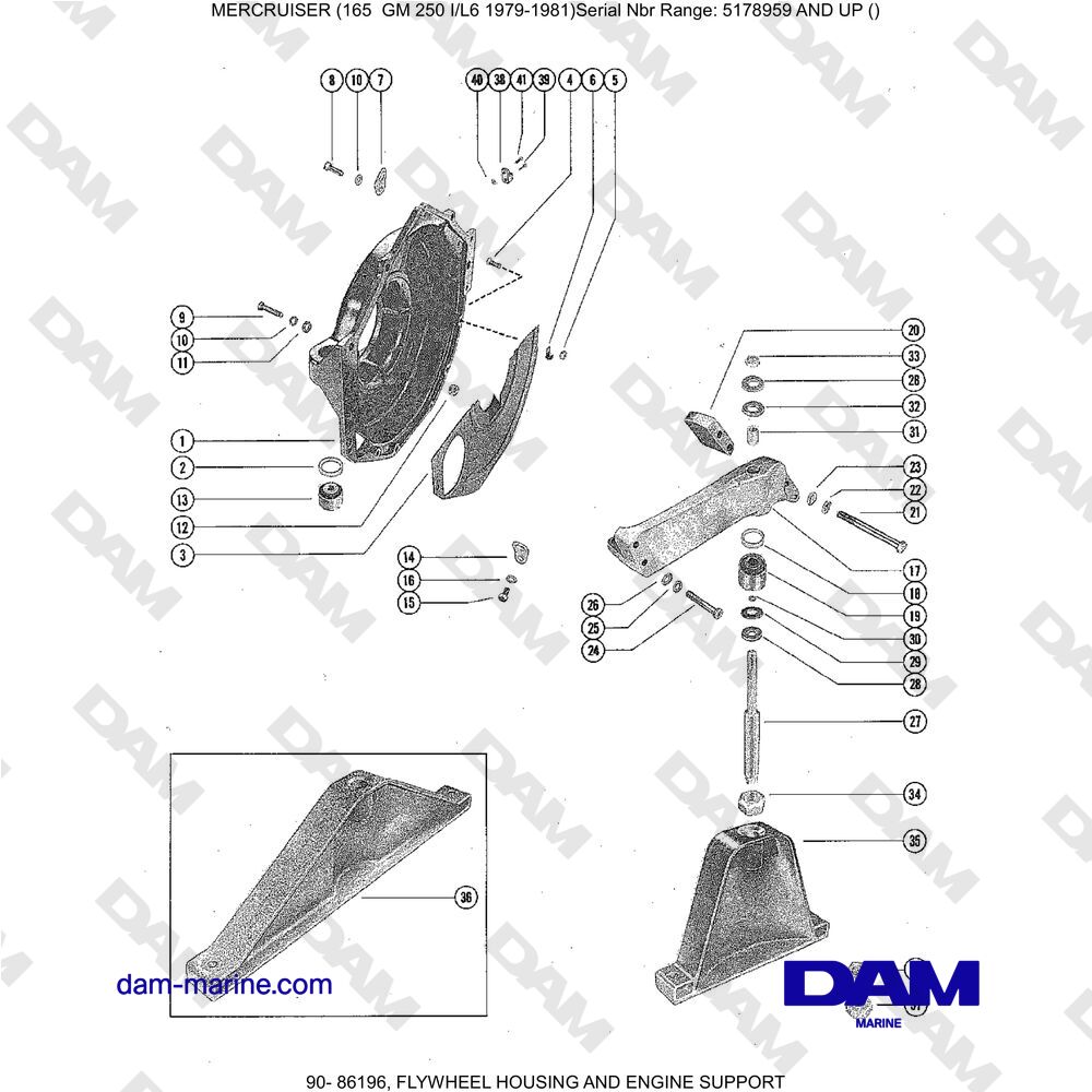 Vue éclatée STEERING WHEEL COVER AND ENGINE MOUNT pour moteur Mercruiser 165