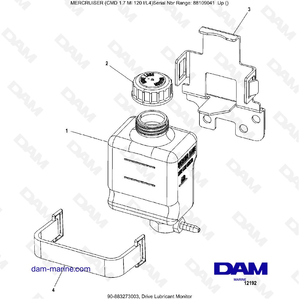 Vue éclatée TRANSMISSION LUBRICANT MONITORING pour moteur MERCRUISER CMD 1.7L MI 120