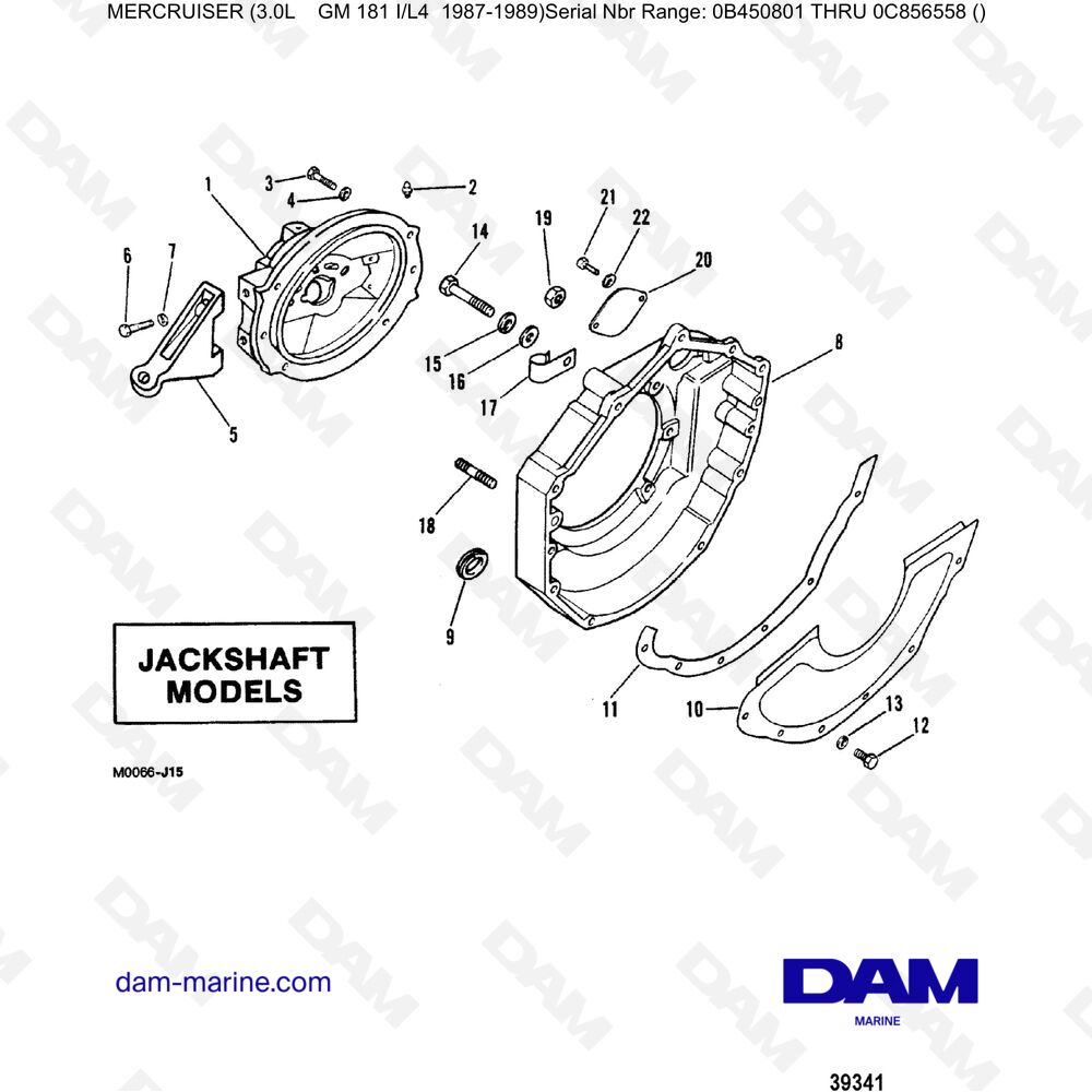 Vue éclatée COMPONENTI DI ESTENSIONE DELL'ALBERO DI TRASMISSIONE, MODELLI DI ALBERO DI TRASMISSIONE pour moteur Mercruiser 3.0L avant 1990