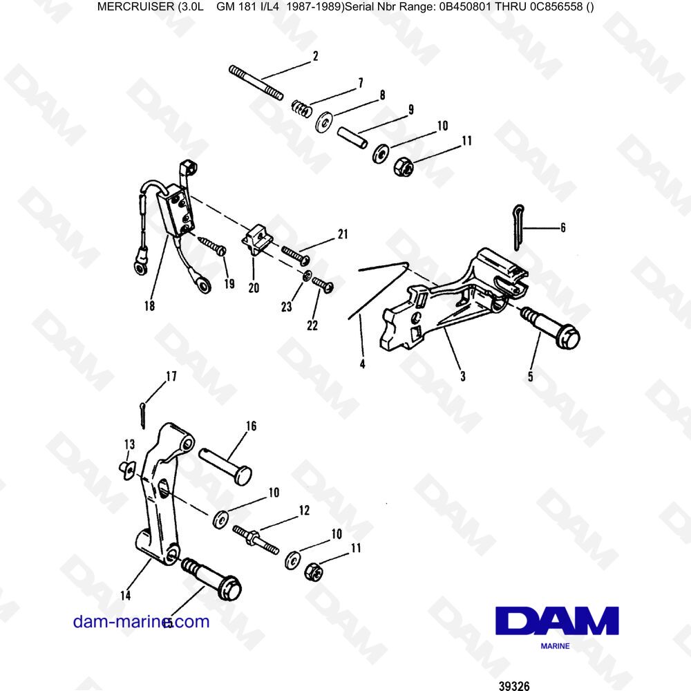 Vue éclatée COMPONENTI DEL CAMBIO (NUOVO DESIGN) pour moteur Mercruiser 3.0L avant 1990