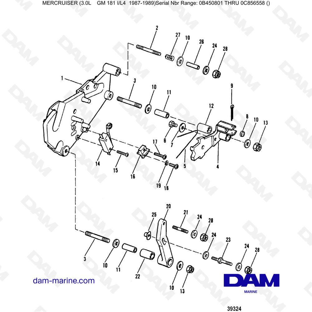 Vue éclatée COMPONENTI DEL CAMBIO (VECCHIO DESIGN) pour moteur Mercruiser 3.0L avant 1990