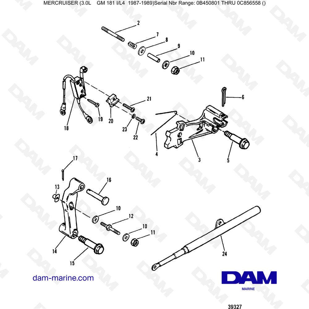 Vue éclatée COMPONENTI DEL CAMBIO (NUOVO DESIGN CON GUIDA MOLLA) pour moteur Mercruiser 3.0L avant 1990