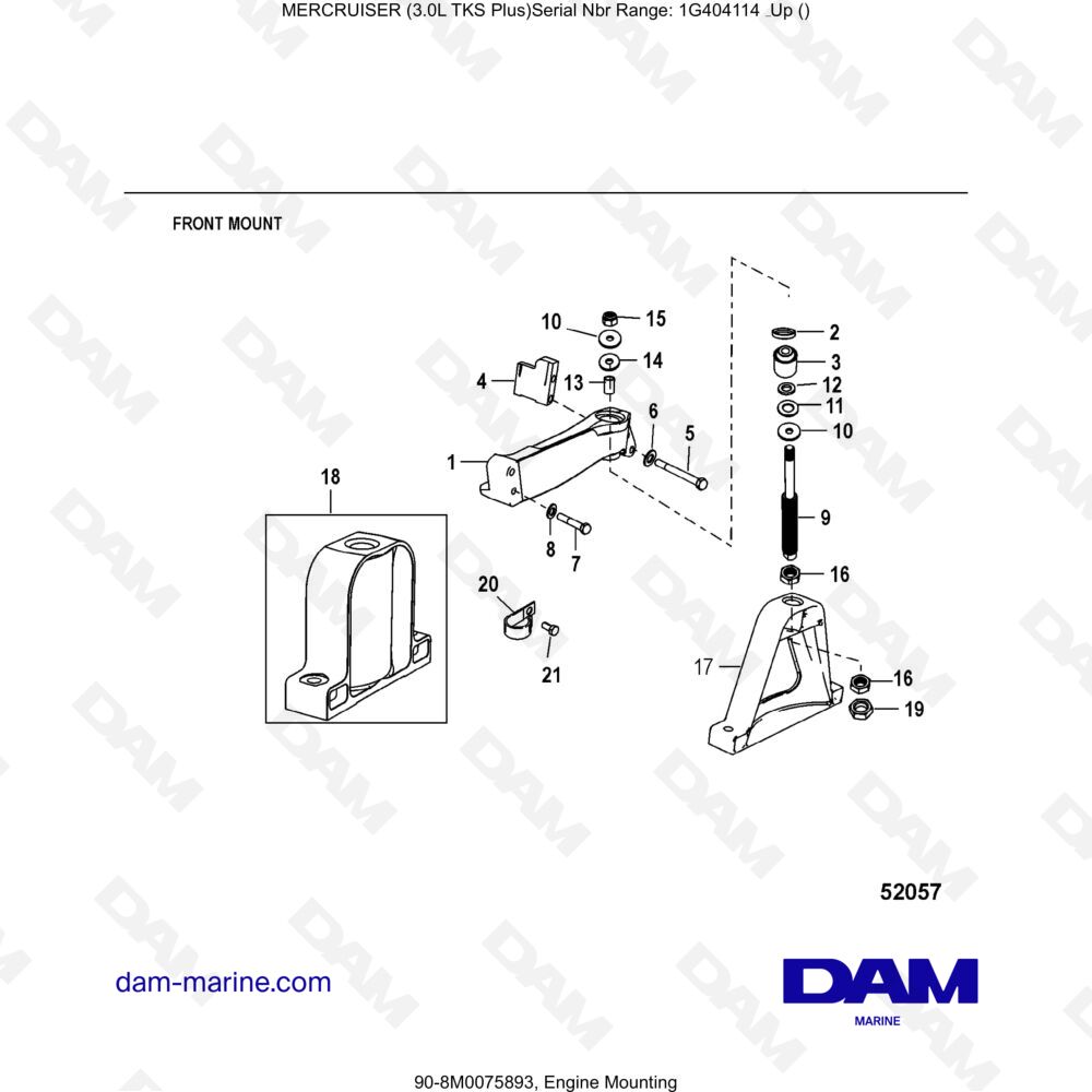 Vue éclatée ENGINE ASSEMBLY pour moteur MERCRUISER 3.0L TKS
