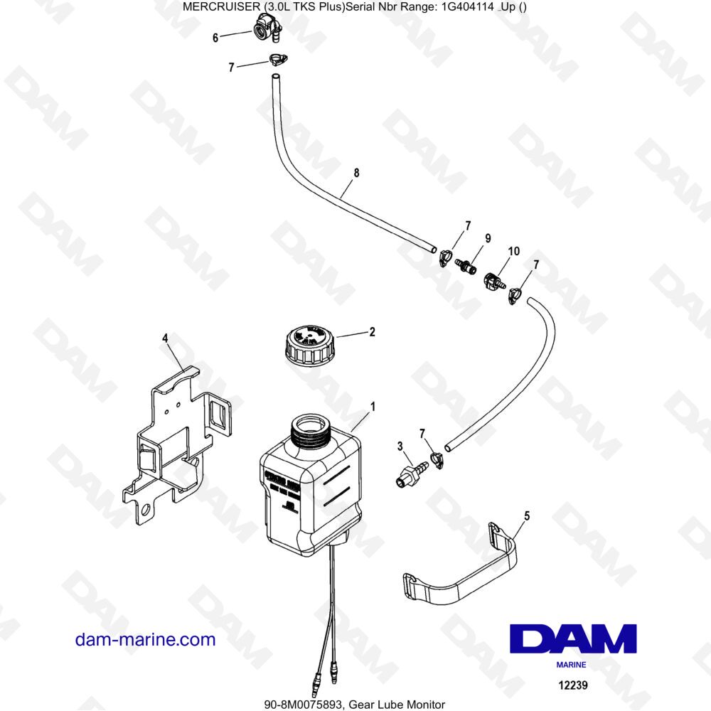 Vue éclatée COMPONENT LUBRICATION MONITOR pour moteur MERCRUISER 3.0L TKS
