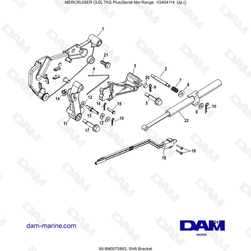 Vue éclatée GEAR SHIFT LEVER SUPPORT pour moteur MERCRUISER 3.0L TKS