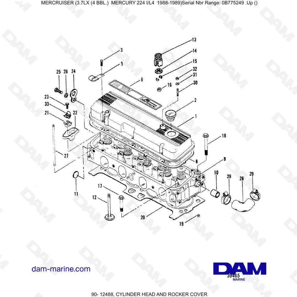 Vue éclatée CYLINDER HEAD AND CYLINDER COVER pour moteur MERCRUISER 3.7LX