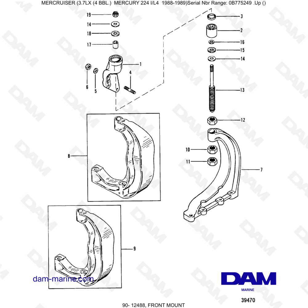 Vue éclatée FRONT ASSEMBLY pour moteur MERCRUISER 3.7LX
