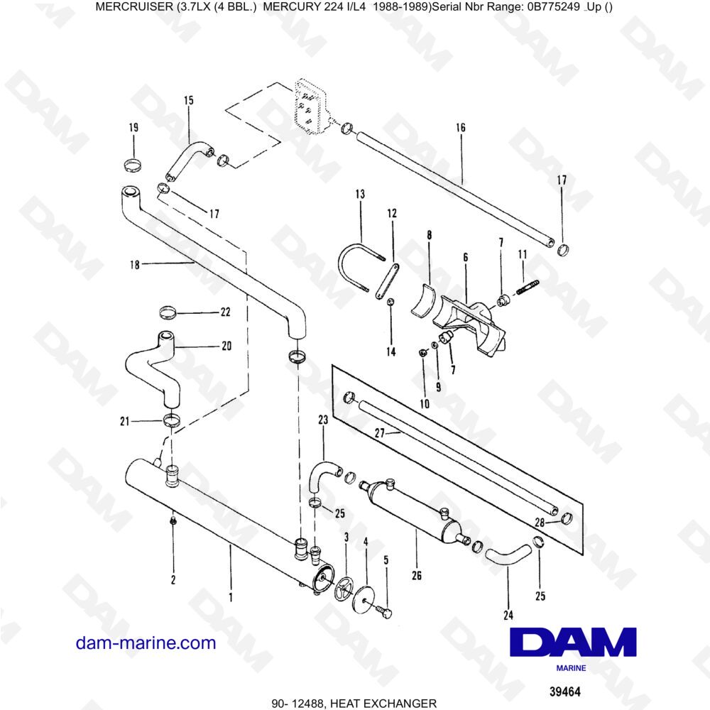 Vue éclatée HEAT EXCHANGER pour moteur MERCRUISER 3.7LX