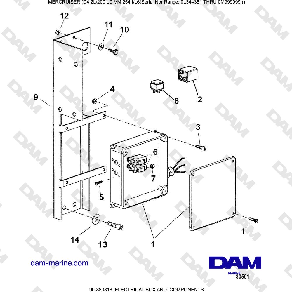 Vue éclatée SCATOLA ELETTRICA E COMPONENTI pour moteur Mercruiser 4.2L 200 LD