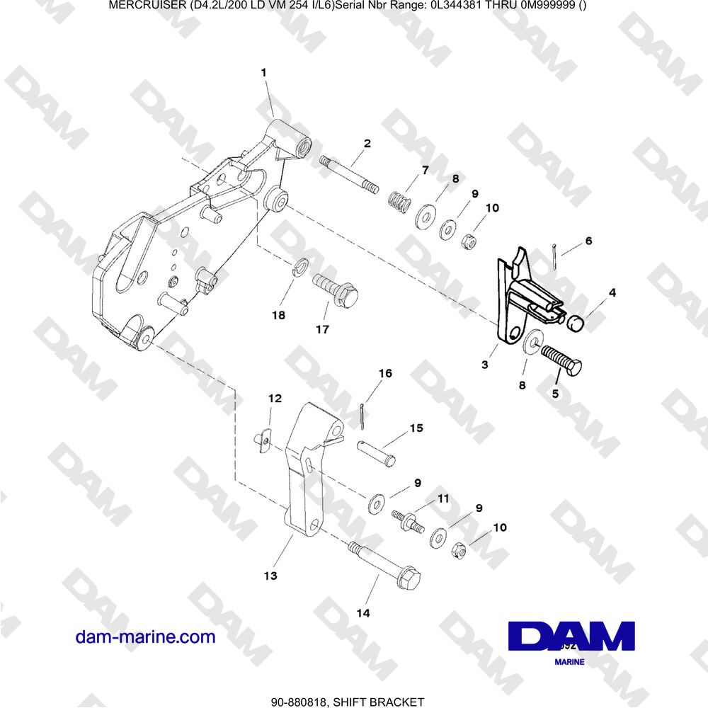 Vue éclatée PARENTESI DI SPOSTAMENTO pour moteur Mercruiser 4.2L 200 LD