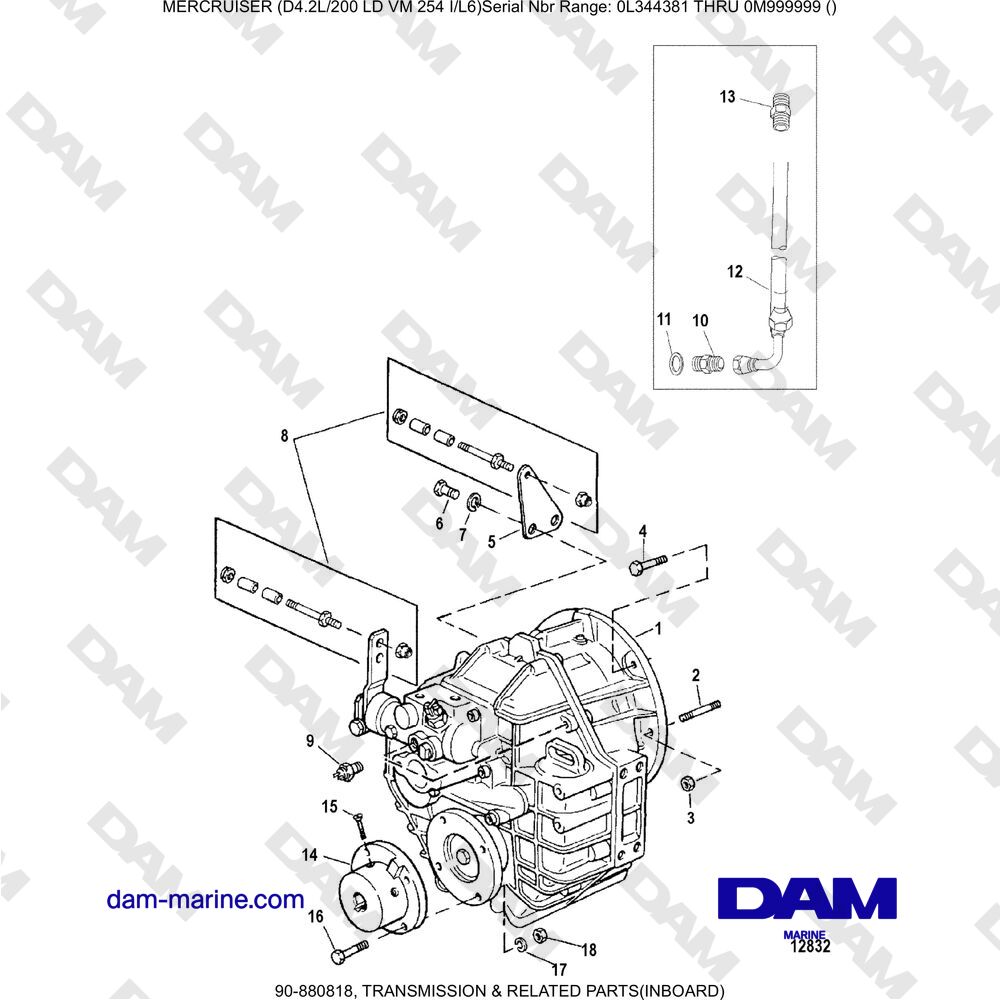 Vue éclatée TRASMISSIONE E PARTI CORRELATE (ENTROBORDO) pour moteur Mercruiser 4.2L 200 LD