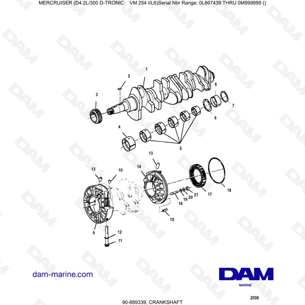 Vue éclatée ALBERO MOTORE pour moteur Mercruiser D4.2L 300 D-TRONIC