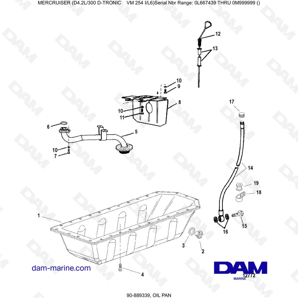 Vue éclatée COPPA DELL'OLIO pour moteur Mercruiser D4.2L 300 D-TRONIC