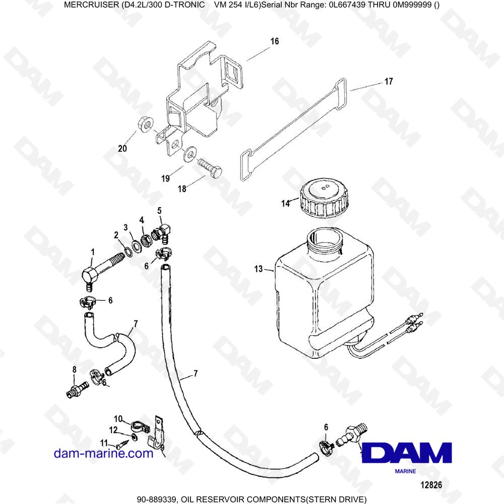 Vue éclatée COMPONENTI DEL SERBATOIO DELL'OLIO (POMPA DI TRASMISSIONE) pour moteur Mercruiser D4.2L 300 D-TRONIC