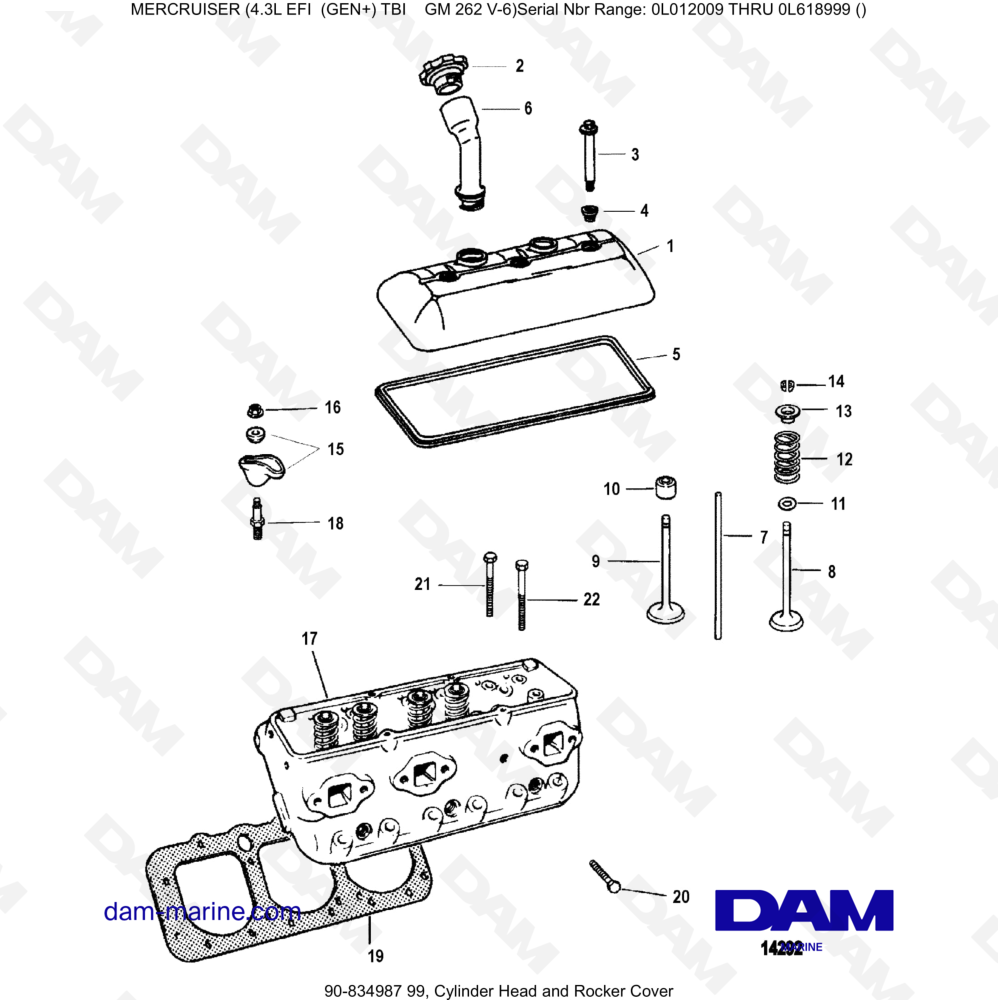 Vue éclatée TESTATA E COPERCHIO BILANCIERI pour moteur MERCRUISER 4.3L EFI