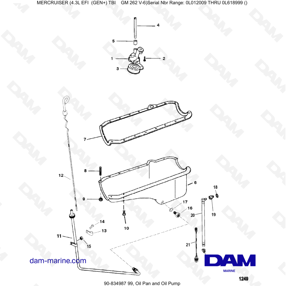 Vue éclatée COPPA DELL'OLIO E POMPA DELL'OLIO pour moteur MERCRUISER 4.3L EFI