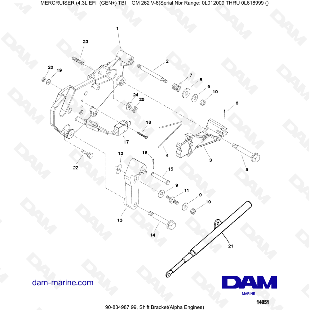 Vue éclatée PARENTESI SPOSTAMENTO (ALFA) pour moteur MERCRUISER 4.3L EFI