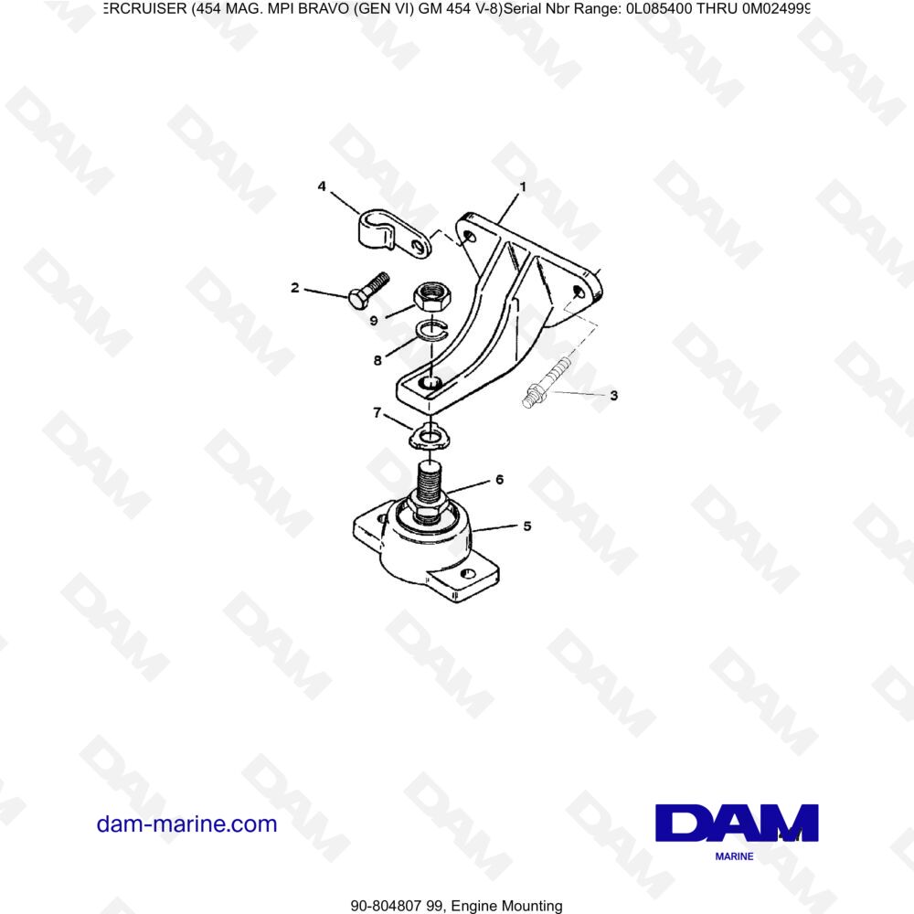 Vue éclatée ENGINE ASSEMBLY pour moteur MERCRUISER 454 MAG MPI