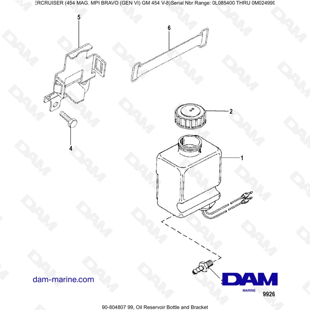 Vue éclatée OIL TANK AND SUPPORT pour moteur MERCRUISER 454 MAG MPI
