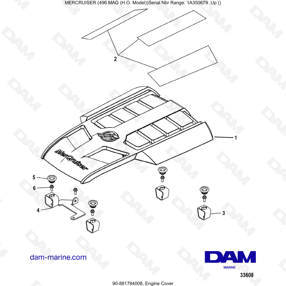 Vue éclatée COPERTURA MOTORE pour moteur MERCRUISER 8.1L 496 MAG HO