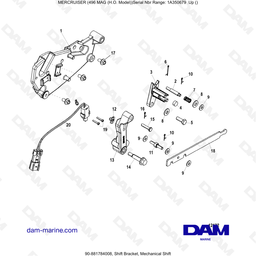 Vue éclatée SUPPORTO CAMBIO, CAMBIO MECCANICO pour moteur MERCRUISER 8.1L 496 MAG HO