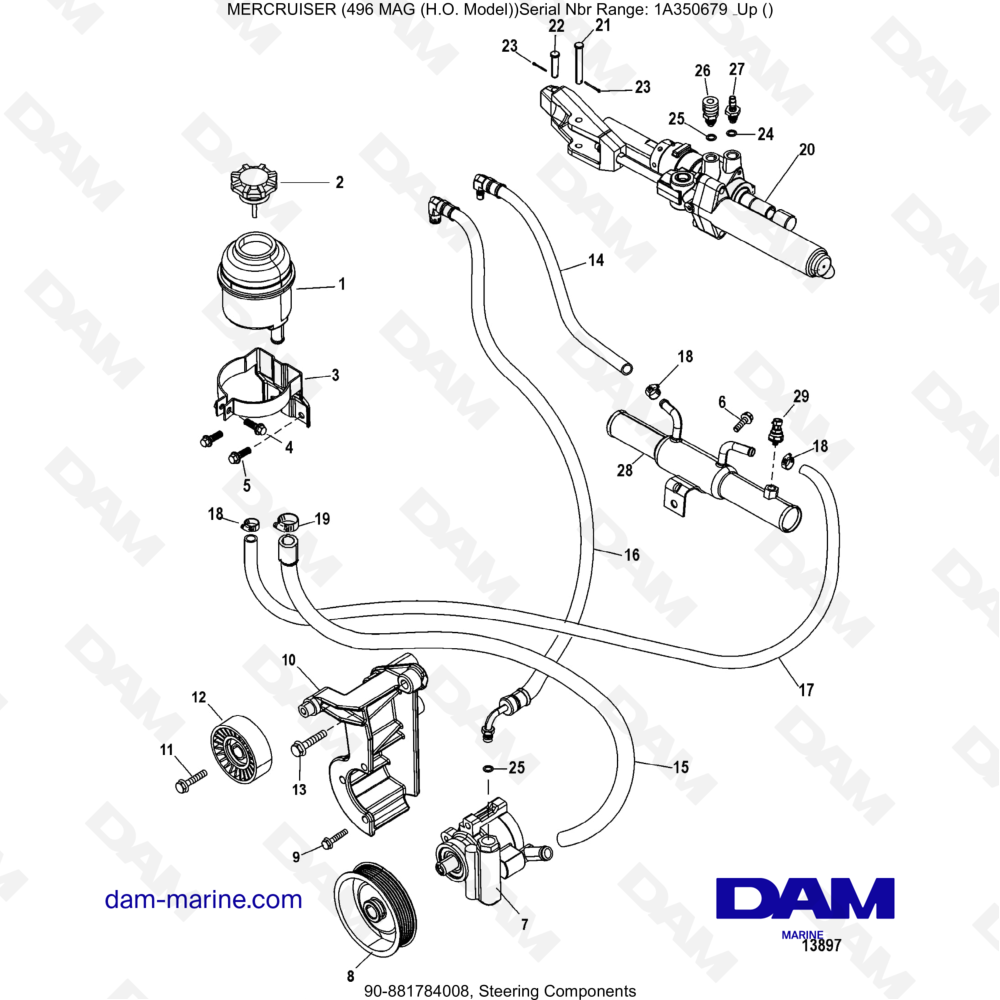 Vue éclatée COMPONENTI DELLO STERZO pour moteur MERCRUISER 8.1L 496 MAG HO