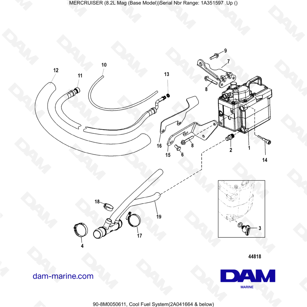 Vue éclatée SISTEMA DE COMBUSTIBLE FRÍO pour moteur MERCRUISER 8.1L 496 MAG