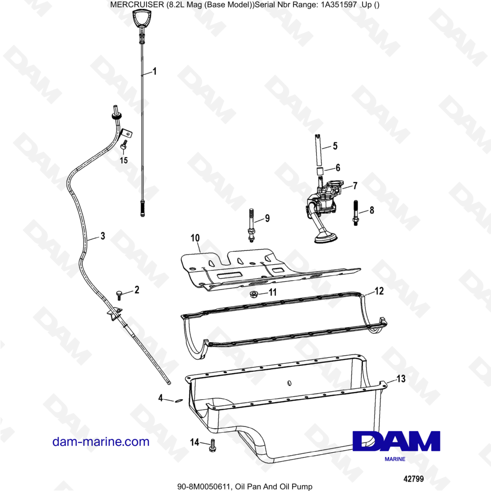 Vue éclatée CÁRTER DE ACEITE Y BOMBA DE ACEITE pour moteur MERCRUISER 8.1L 496 MAG
