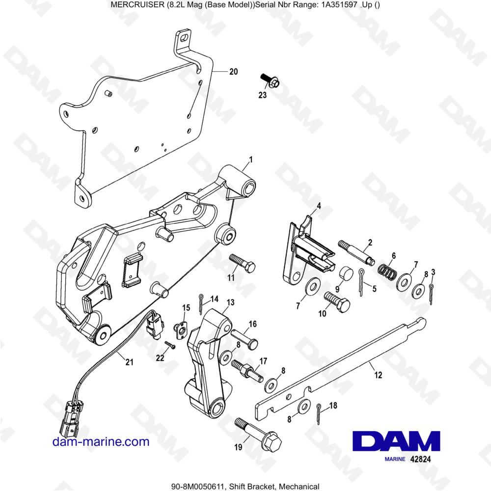 Vue éclatée SOPORTE DE CAMBIO, MECÁNICO pour moteur MERCRUISER 8.1L 496 MAG