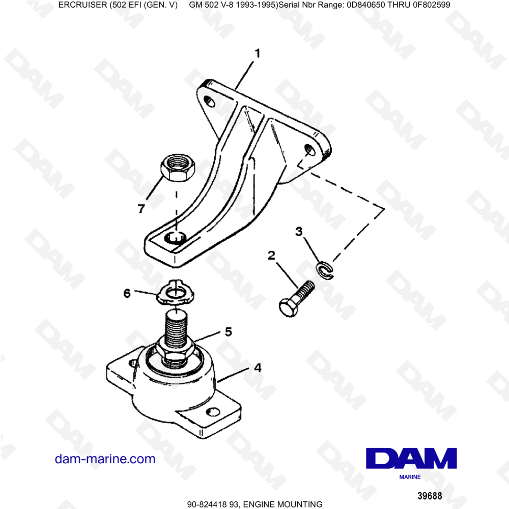 Vue éclatée MONTAGE DU MOTEUR pour moteur MERCRUISER 502 EFI