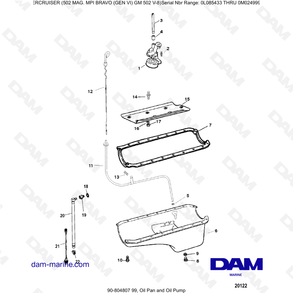 Vue éclatée OIL PAN AND OIL PUMP pour moteur MERCRUISER 502 MAG MPI