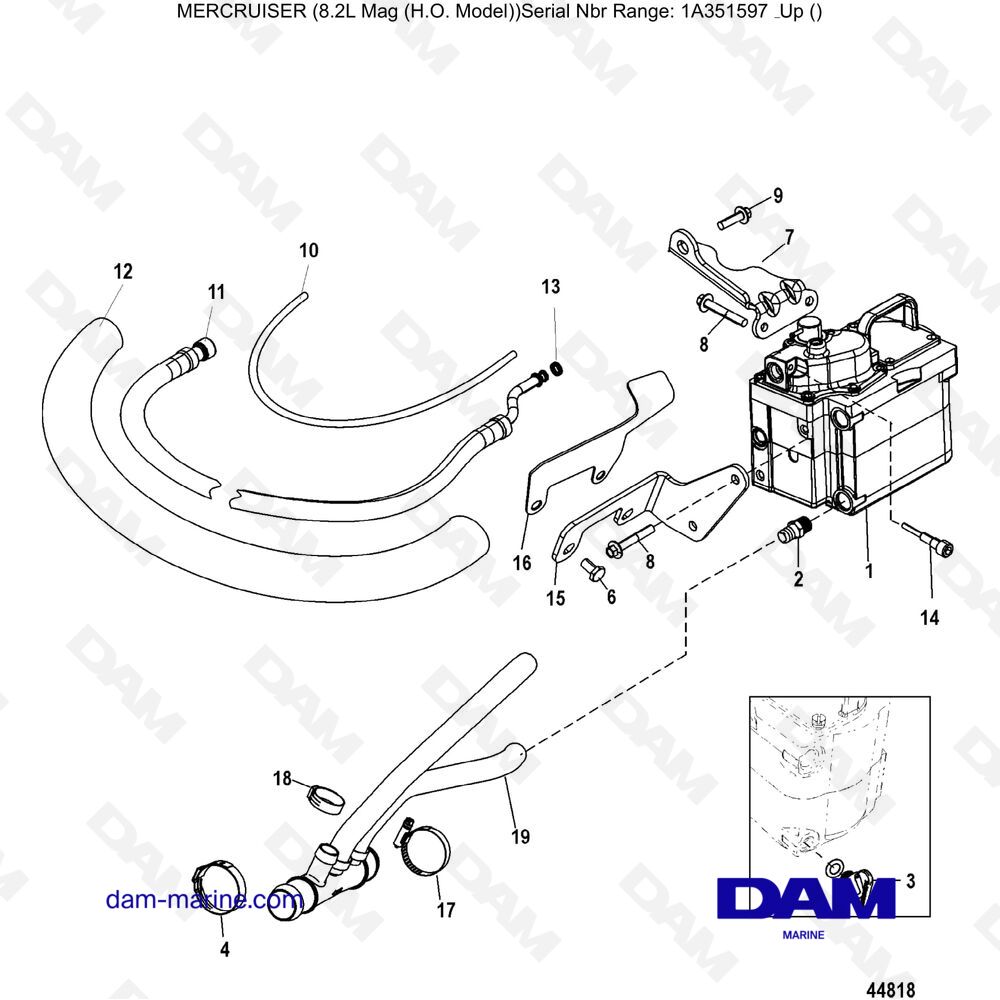 Vue éclatée SISTEMA DI ALIMENTAZIONE DEL CARBURANTE RAFFREDDATO (SN 2A041664 & -) pour moteur Mercruiser 502 MAG MPI HO