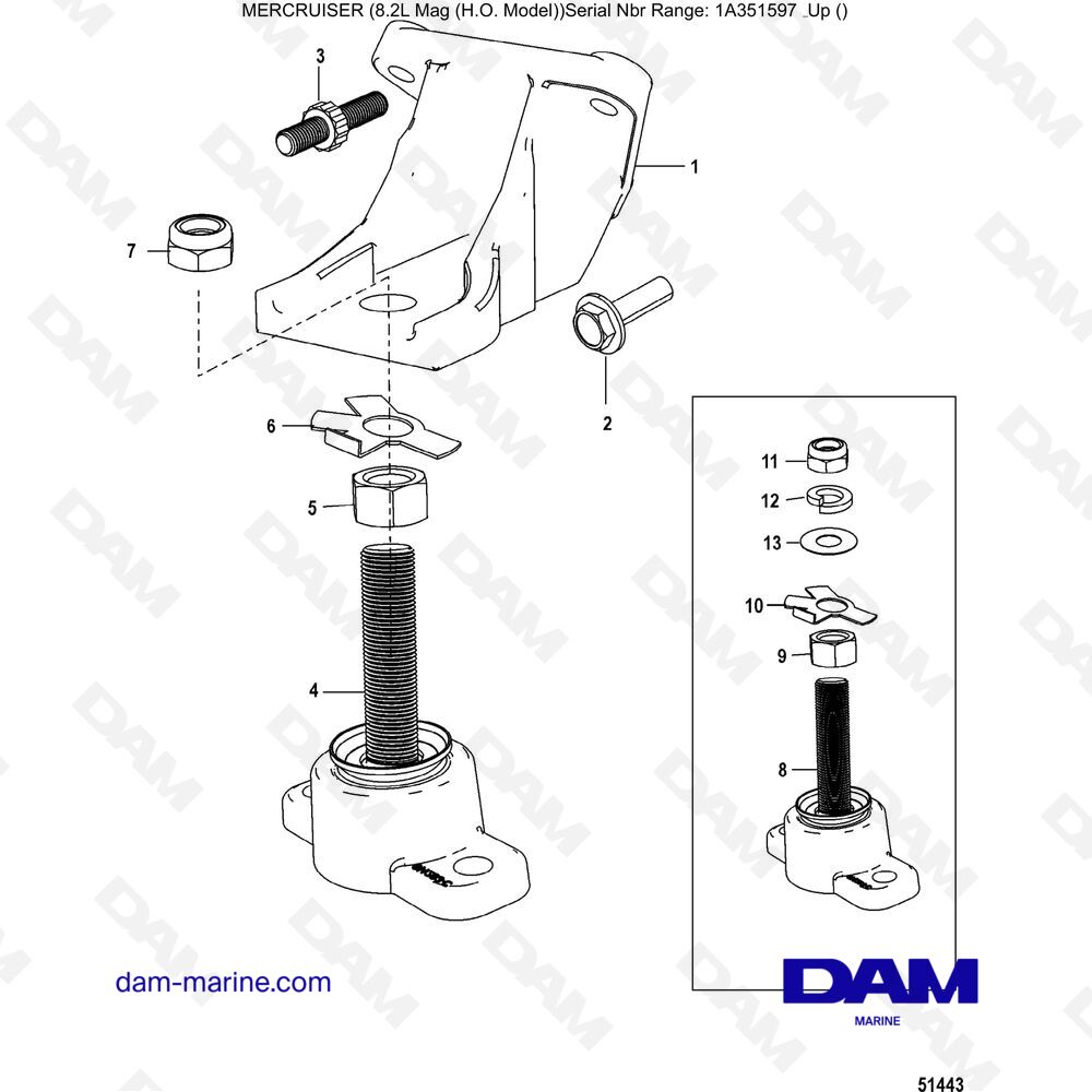 Vue éclatée SUPPORTI MOTORE pour moteur Mercruiser 502 MAG MPI HO